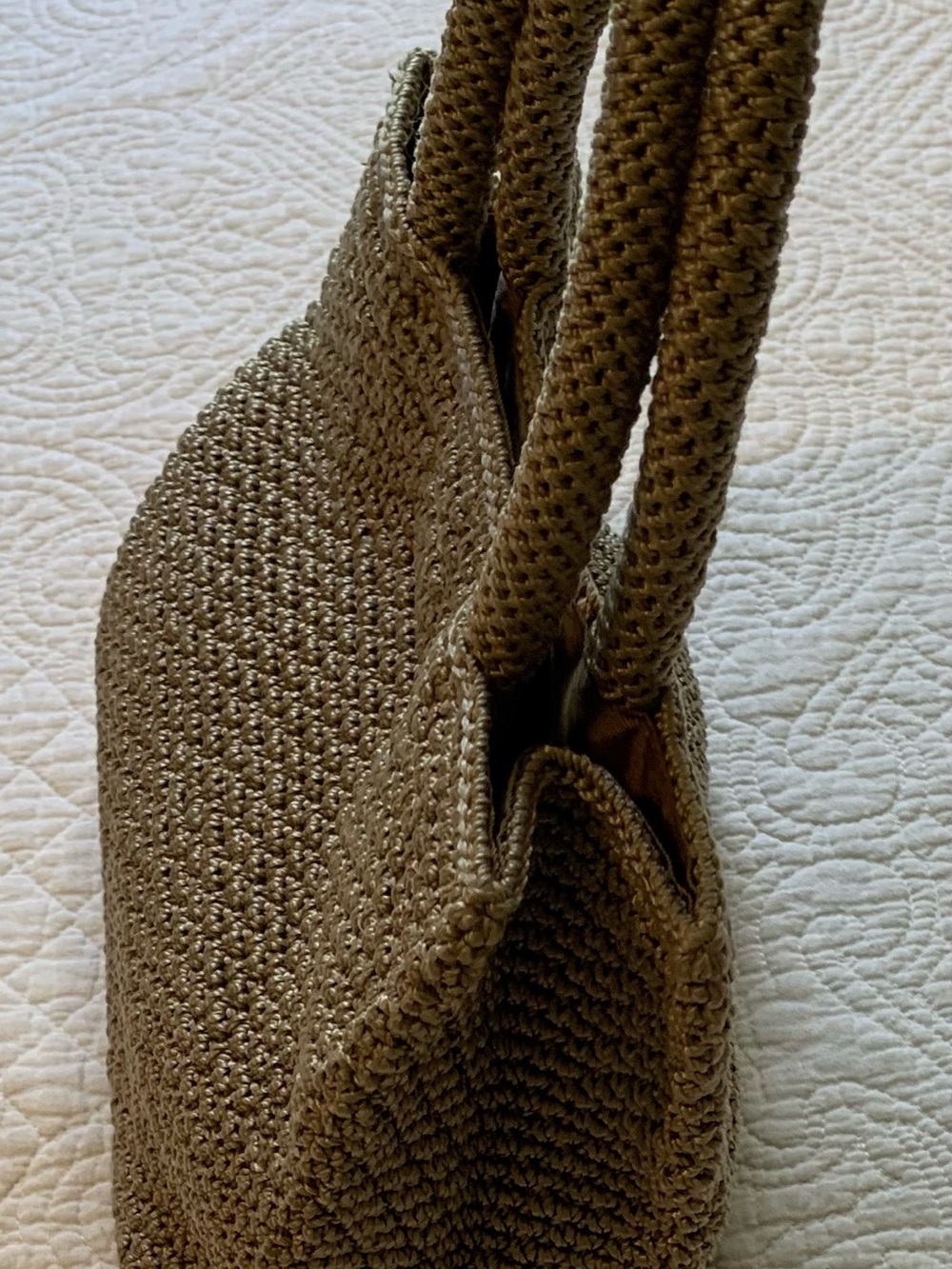 The Sak Hand Crocheted Mini Tote in Tan